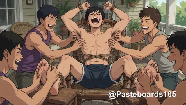Frat House Initiation - Pledges Tied Down & Tickled By The Whole House (Anime Bara)