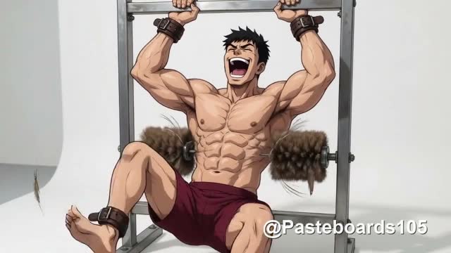 Strapped To The Frame - Brush Cylinders On Bare Armpits (Anime Bara, 13 Scenes)