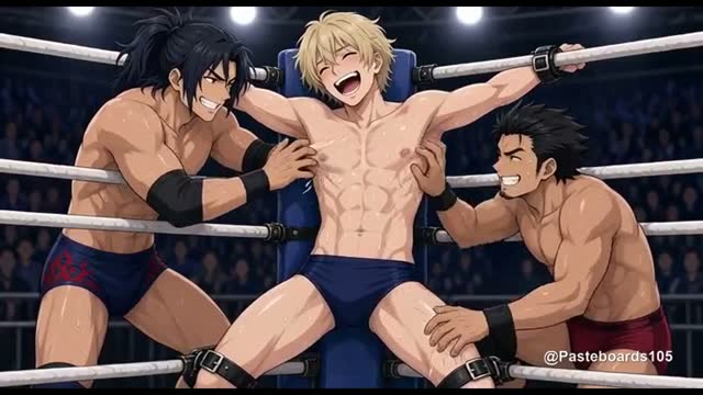 Roped To The Turnbuckle - Bare Hands On A Bound Wrestler's Armpits And Ribs (Anime Bara, 15 Scenes)
