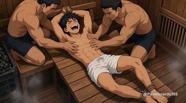 Sauna Bench Bound - Sweat-Slick Muscle Jock Tickled On Armpits And Abs (Anime Bara)