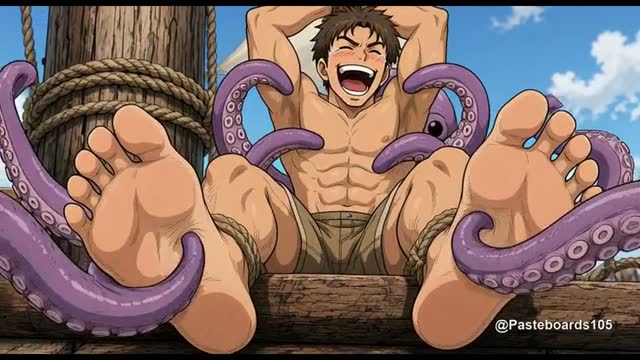 Roped To The Ship's Mast - Eight Octopus Arms On His Armpits, Ribs And Soles (Anime Bara)